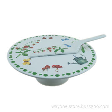 10-inch Cake Plate with Shovel, Pie with Cabbage, Pea, Strawberry, Ladybug and Butterfly Designs